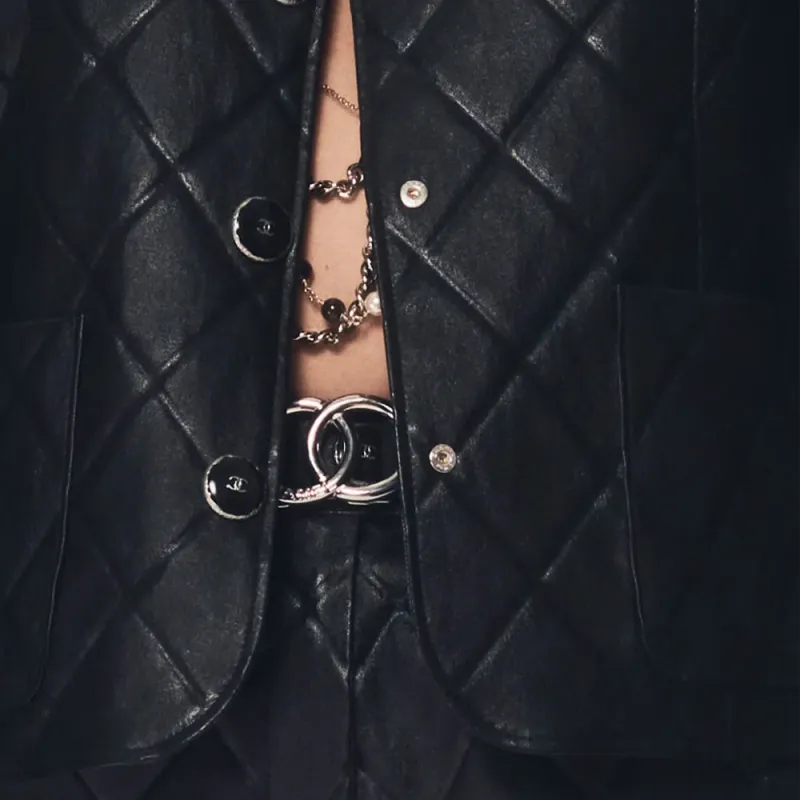 CHANEL 25P Spring Summer Preview Collection Leather Jacket Women's Black-4