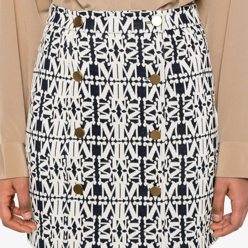 MaxMara Rock All Over Logo Patterned Skirt-5