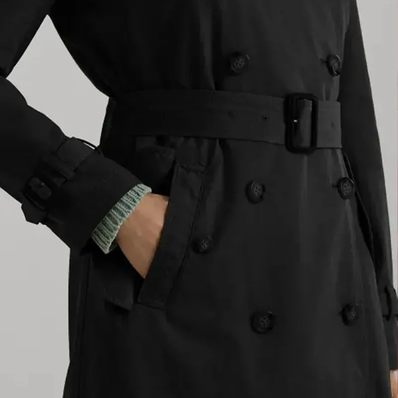 Polo Ralph Lauren Water-Repellent Belted Twill Trench Coat Trench Coat Women's Black-4