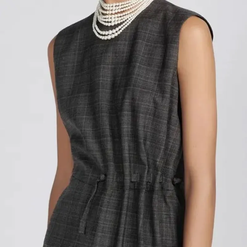 DIOR Sleeveless Dress Women's Gray-5