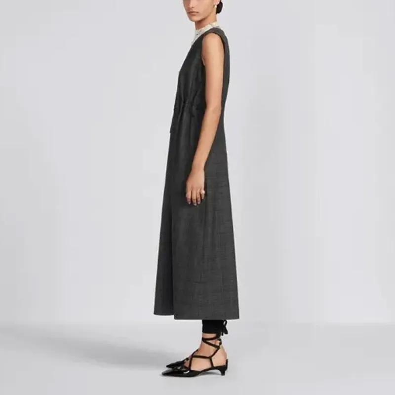 DIOR Sleeveless Dress Women's Gray-4