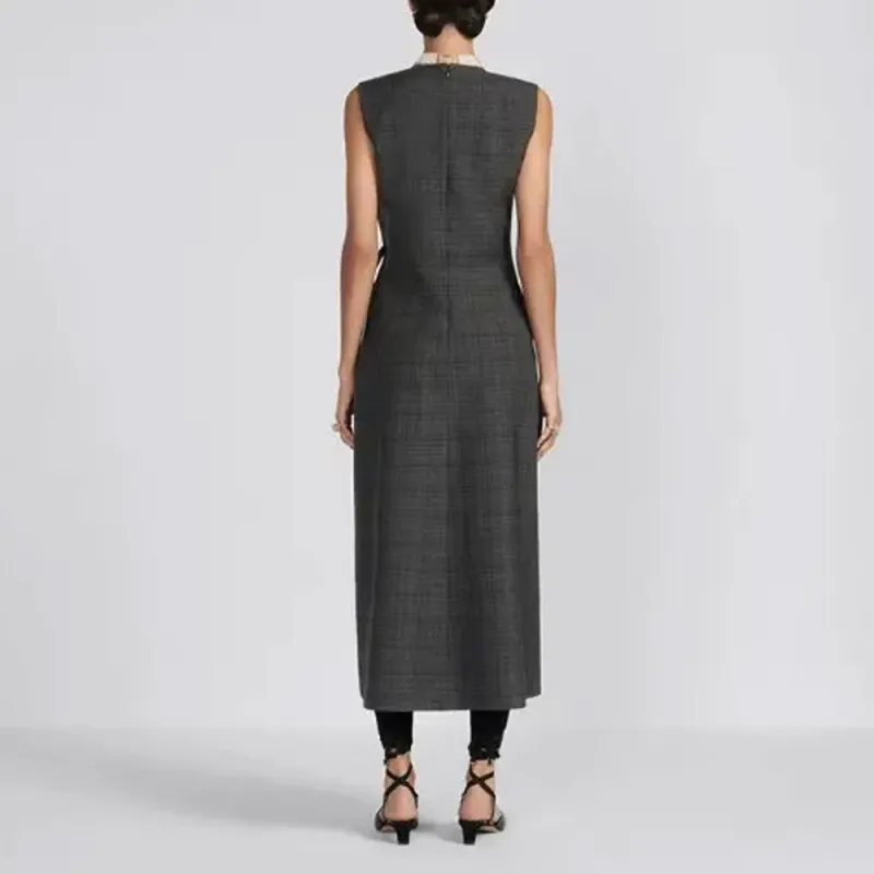 DIOR Sleeveless Dress Women's Gray-3