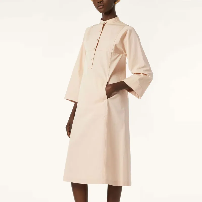 Loro Piana SS25 Long Sleeved Dress Women's Ivory Frost-4