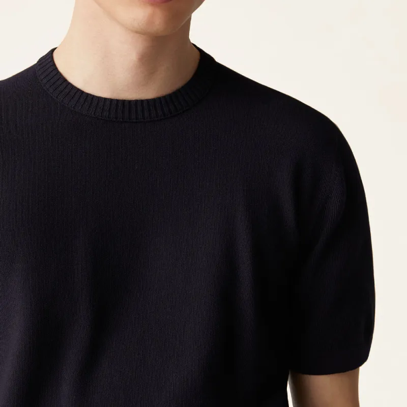 Loro Piana Walkery Crew Neck T Shirt Men's Marine Blue-5