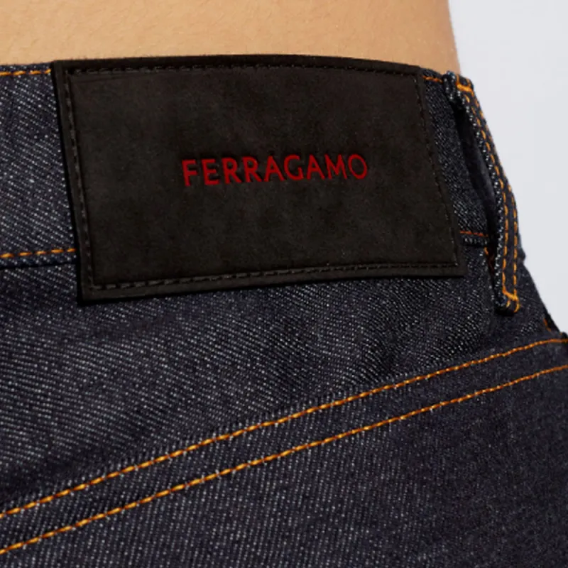 Ferragamo Logo appliqué Contrast stitching Straight leg Jeans-3