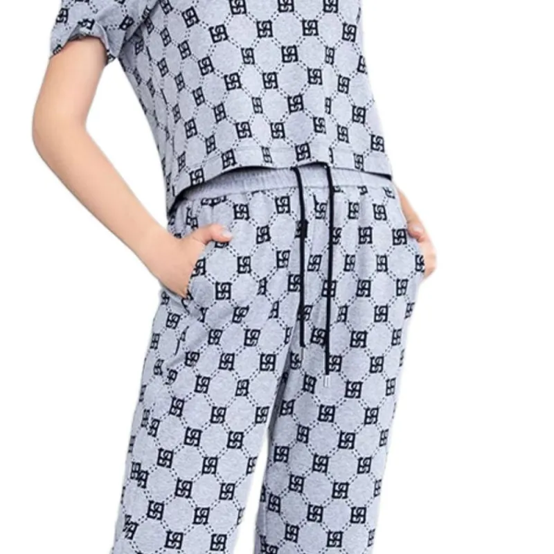 BESIONIA SS23 Casual Pants Women's Gray Pattern-2