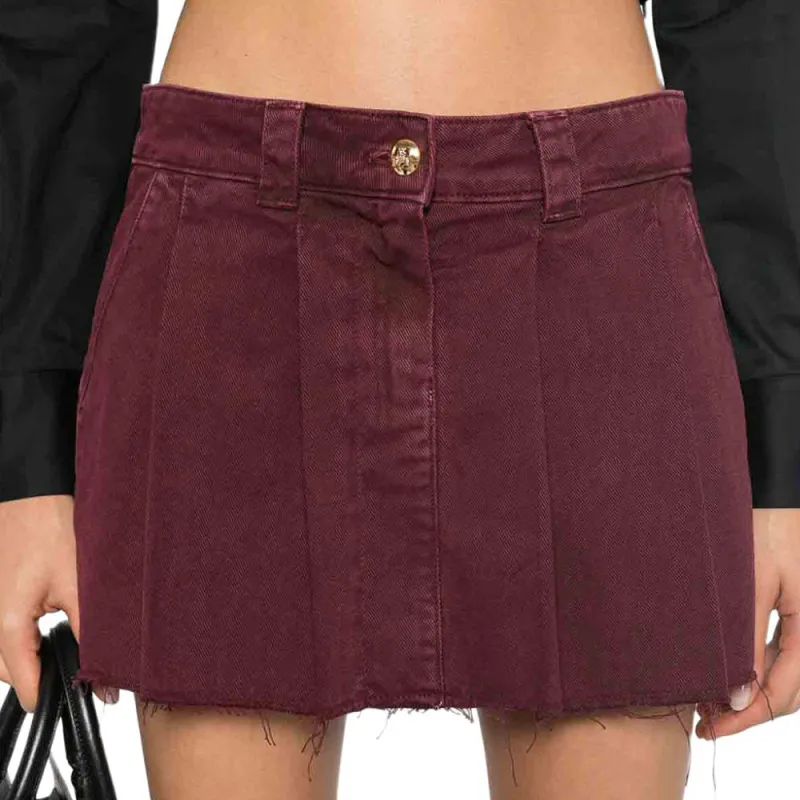 Elisabetta Franchi Pleated Denim Mini Skirt-4