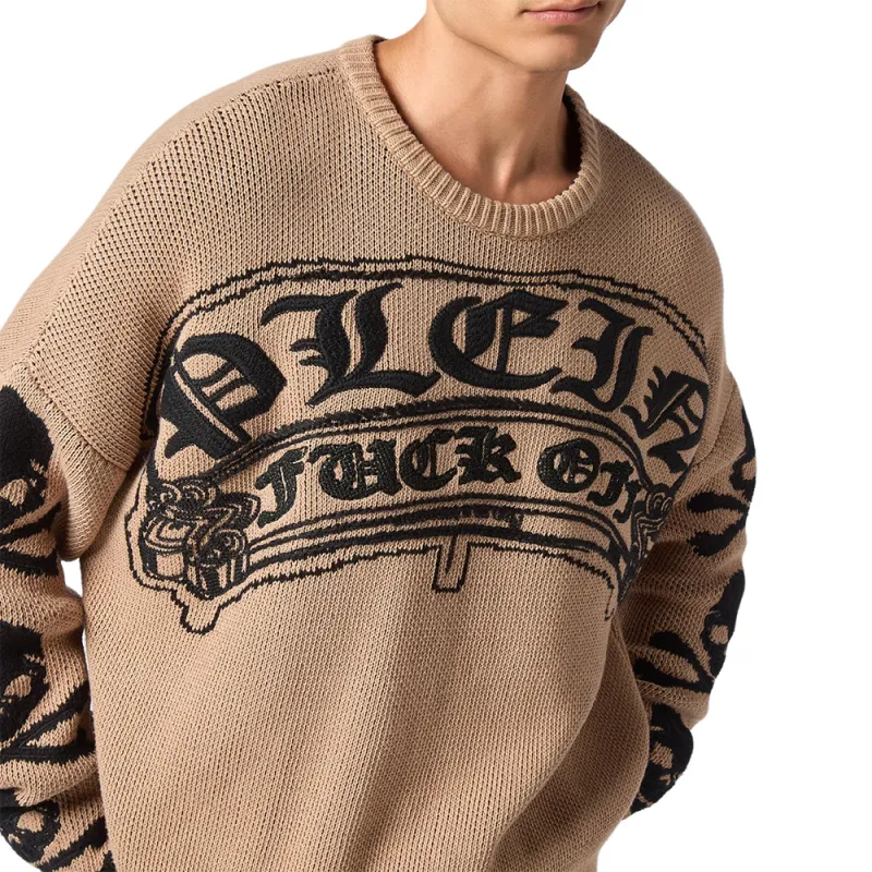 PHILIPP PLEIN Logo embroidered Crew neck Sweater-4