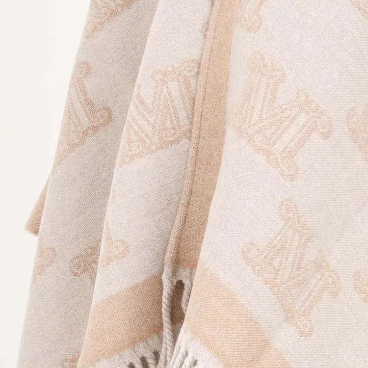 MaxMara All Over Logo Patterned Fringed Edge Cape-3
