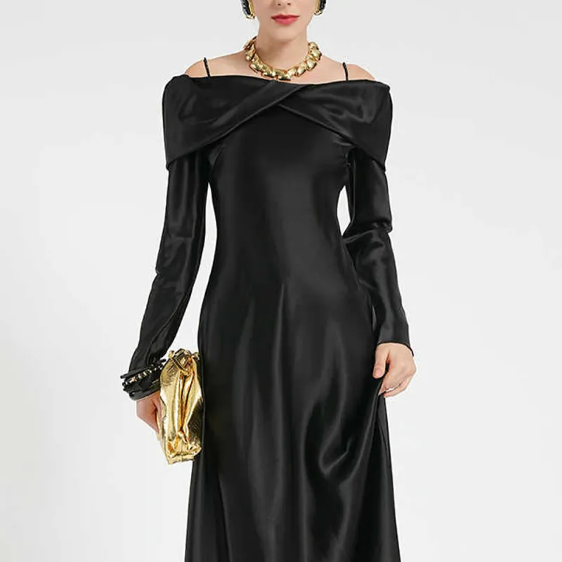 BESIONIA SS24 Long Sleeved Dresses Women's Black-3