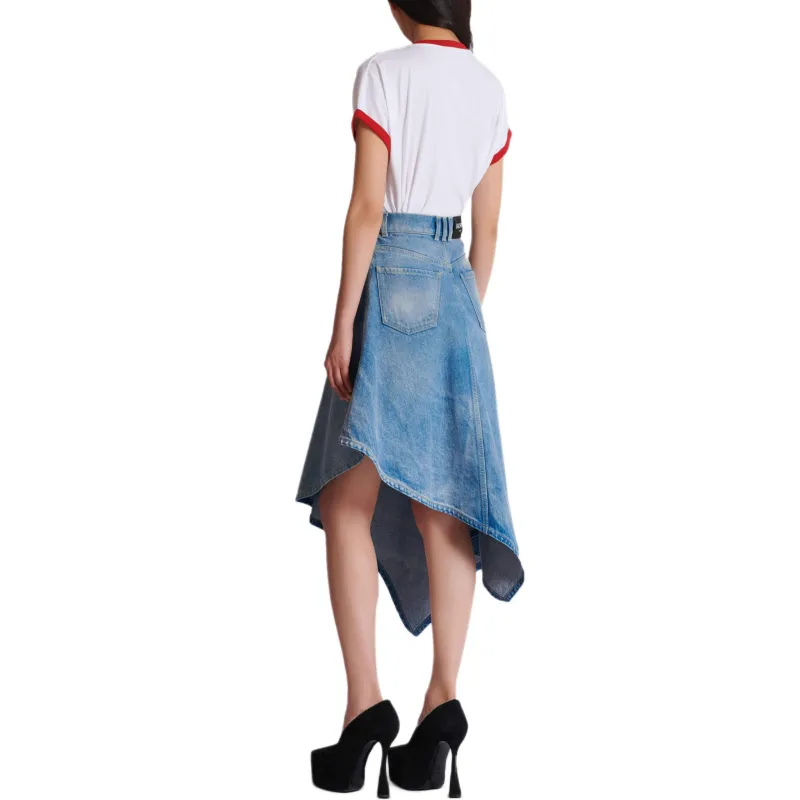 BALMAIN Asymmetric Denim Skirt-3
