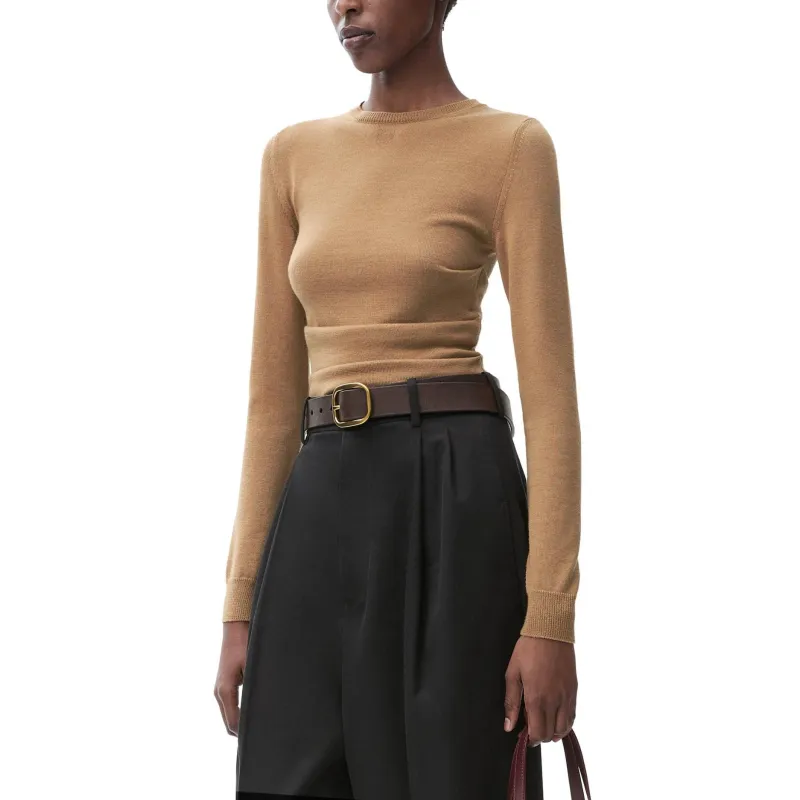 LOEWE Logo Embroidered Draped Sweater-2