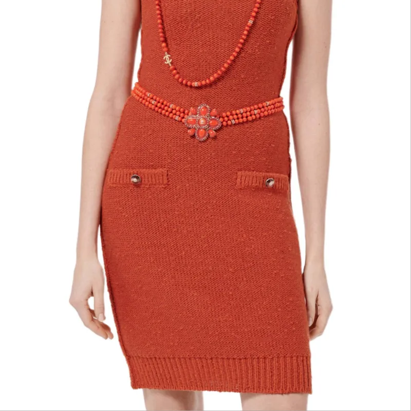 CHANEL FW24 Sleeveless Dress Women's Orange-3