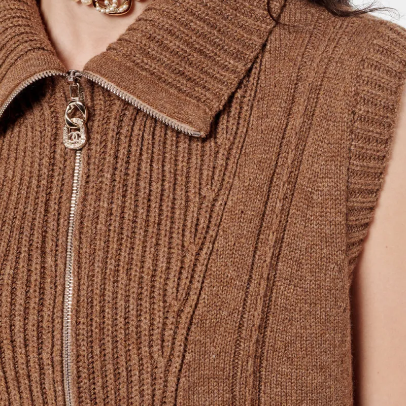 CHANEL 23 Advanced Handcrafted Collection 24 Fall And Winter Cashmere Sweater Women's Brown-2