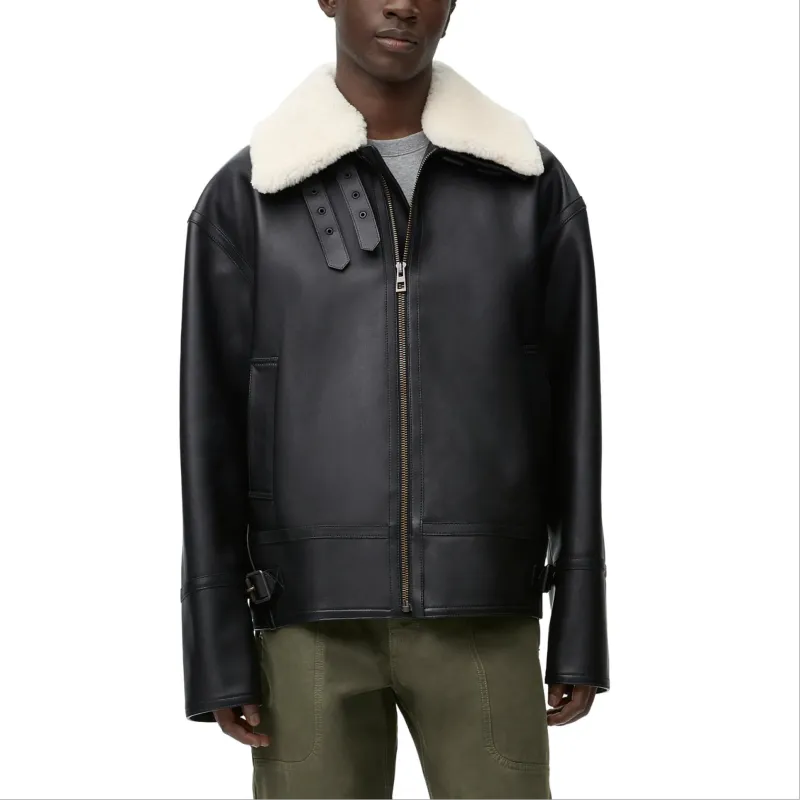 LOEWE SS25 Leather Jacket Men's Black-3