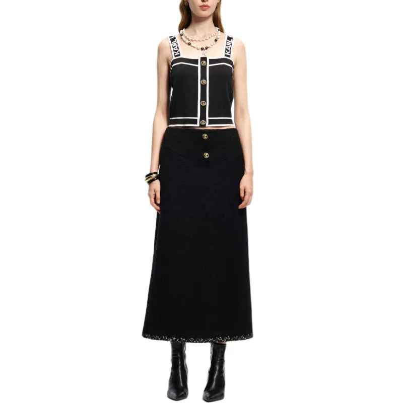 KARL LAGERFELD FW24 Casual Long Skirt Women's Black-1