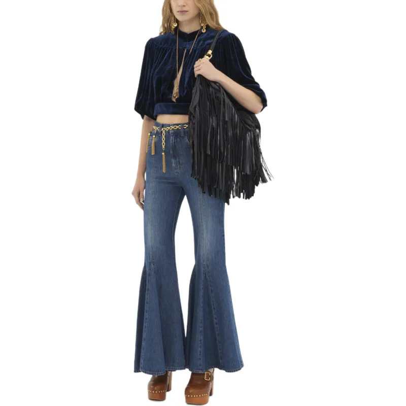 Chloé Logo Patch Flared Jeans-1