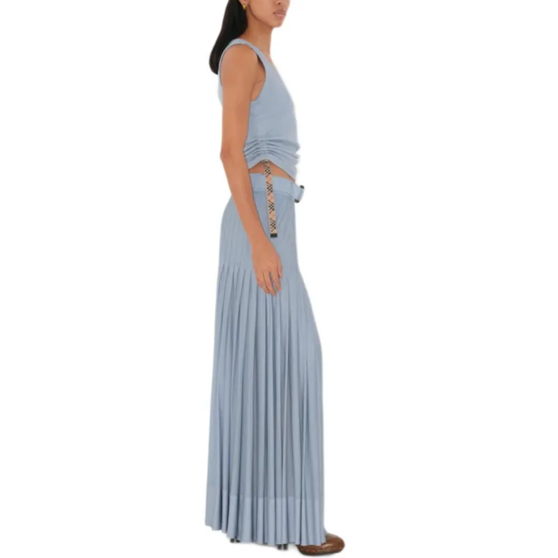 Burberry SS25 Knit Long Skirt Women's Light Blue-4
