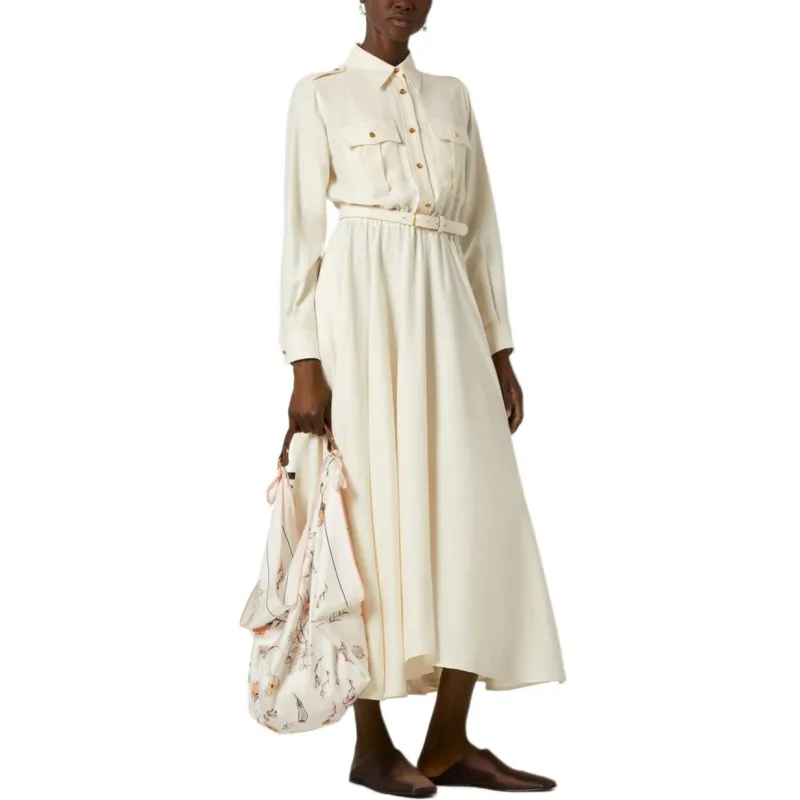 Loro Piana Long Sleeved Dress Women's White-4