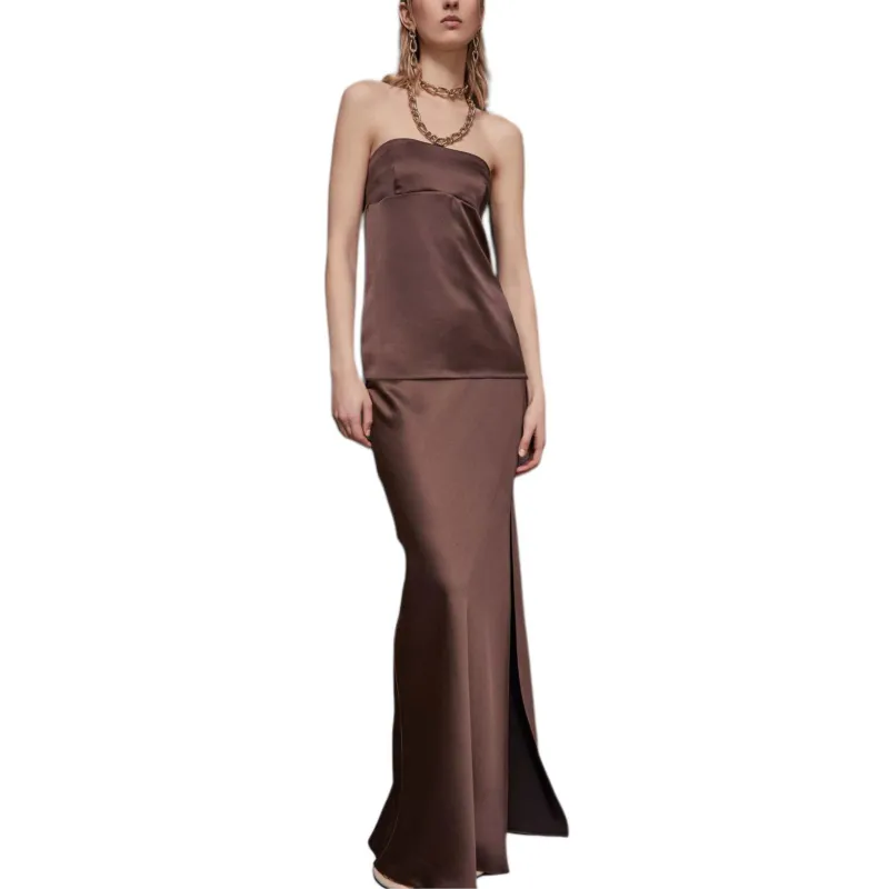 Patrizia Pepe SS25 Strapless Top Women's Brown-3