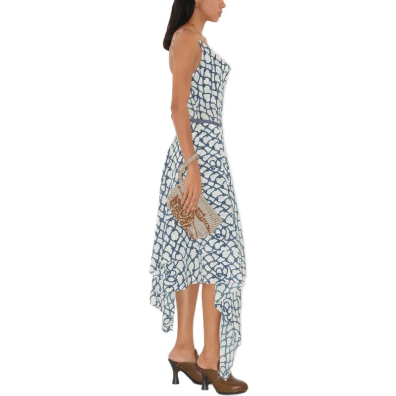 Burberry SS25 Casual Long Skirt Women's Blue White-3