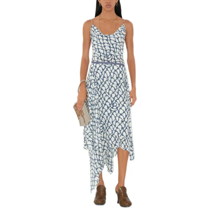 Burberry SS25 Casual Long Skirt Women's Blue White-1