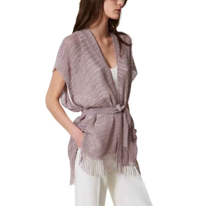 Twinset Fringed Open front Cardigan-4