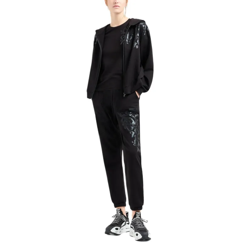 EMPORIO ARMANI EA7 Knitted Sweatpants Women's Black-1