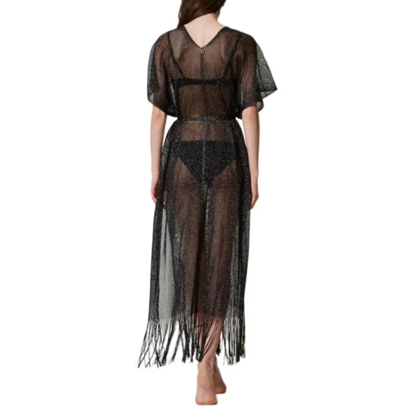 TWINSET MILANO SS25 Shawl Wrap Skirt Women's Black-2