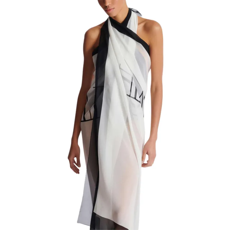 BALMAIN Shawls Women's Black White-5