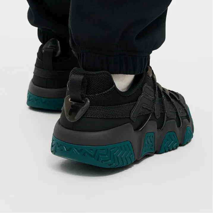 FILA FUSION BARRICADE Puffy Shoes Anti-Slip Wear-Resistant Low-Top Vintage Basketball Shoes Men's Black-4