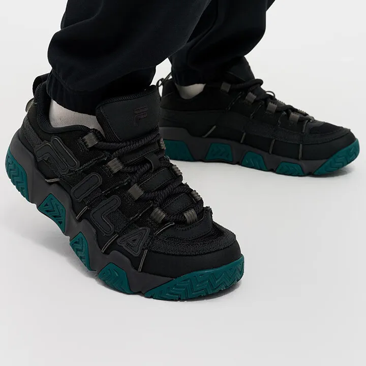 FILA FUSION BARRICADE Puffy Shoes Anti-Slip Wear-Resistant Low-Top Vintage Basketball Shoes Men's Black-2