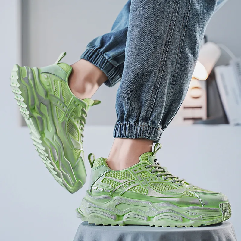 JKEM Anti-Slip And Wear-Resistant Height Increasing Low-Top Chunky Sneakers Men-12
