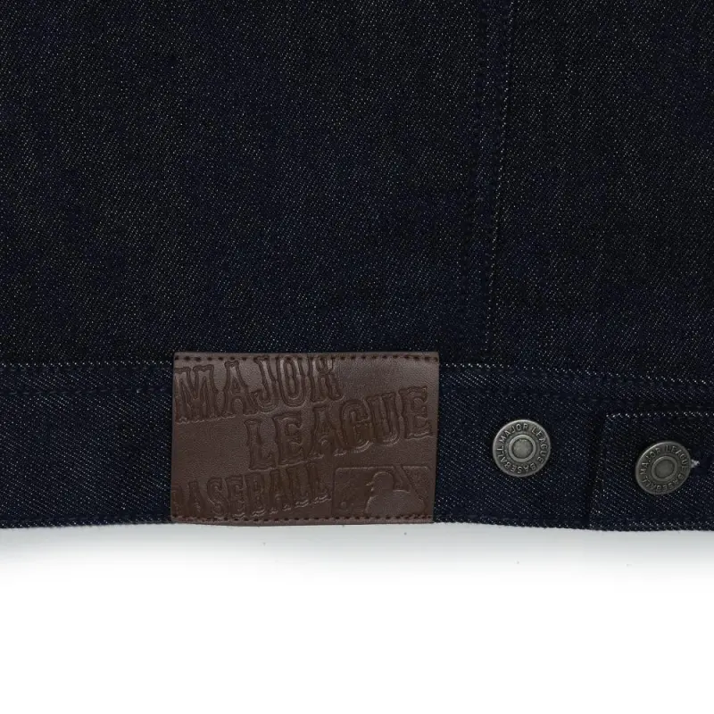 MLB Denim Mixed Jacquard Dia Monogram Boston Red Sox Denim Jackets Coats Unisex Marine Blue-3