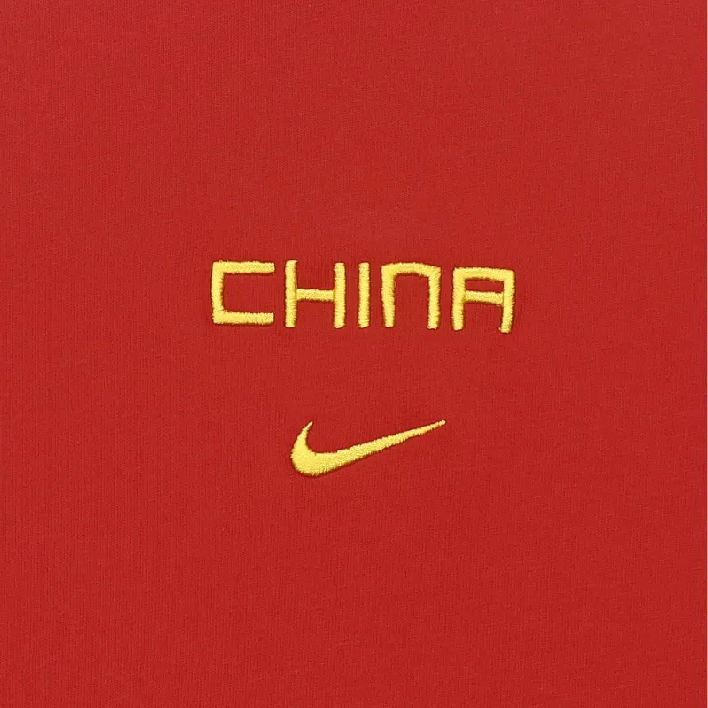 Nike "CHINA TEAM" Women's Retro Sporty Drop Shoulder T-Shirt Red-4