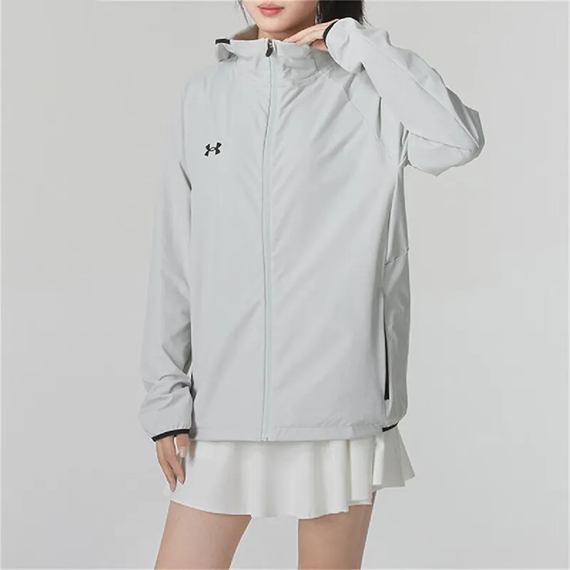 Under Armour Keep Warm From The Wind Windbreaker Jacket Unisex Gray Comes With Necklace-4