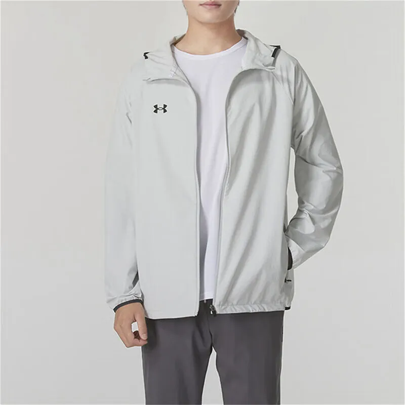 Under Armour Keep Warm From The Wind Windbreaker Jacket Unisex Gray Comes With Necklace-3