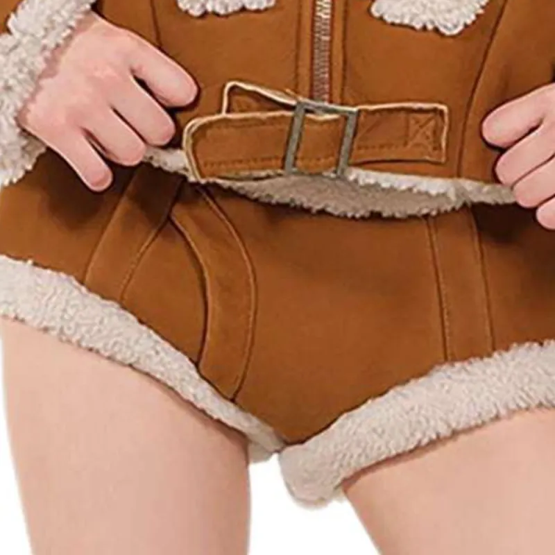 NATASHA ZINKO Trimmed Sheepskin Mini Shorts-5