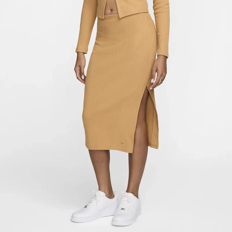 Nike Sportswear Casual Long Skirt Women's Earth Yellow-2