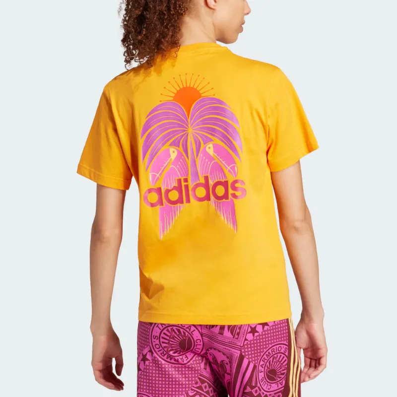 Adidas Women's Farm Graphic T Shirt Bright Orange-2