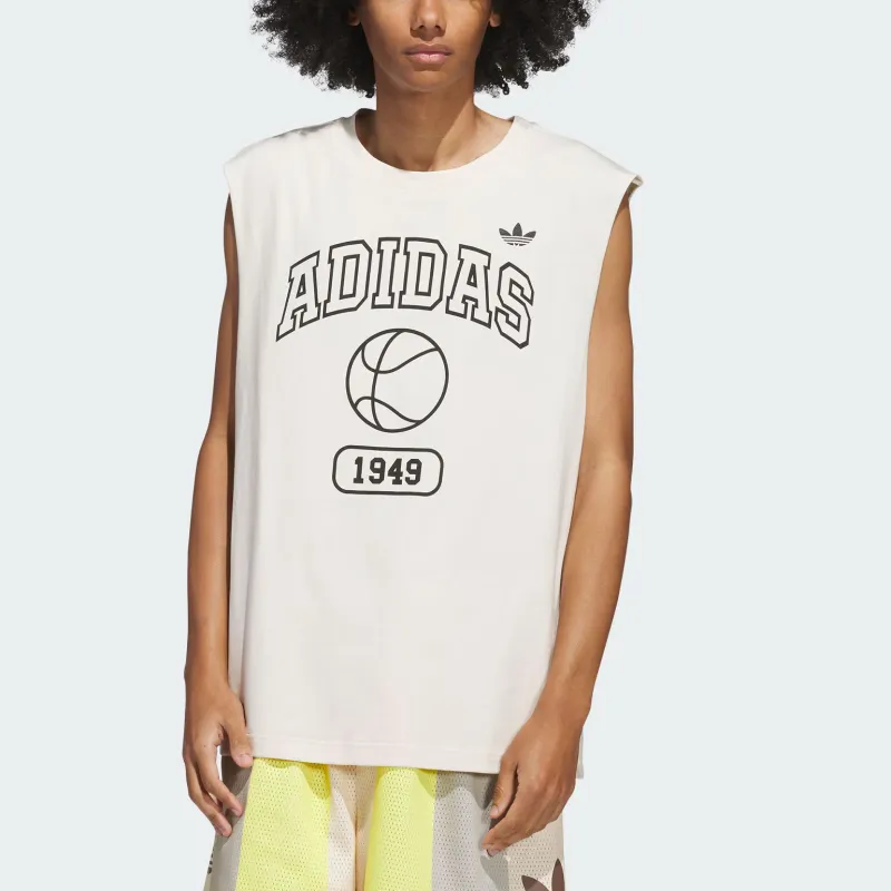 Adidas Originals Gender Neutral BASKETBALL TANK TOP Basketball Jersey Unisex Wonder White/Black-1