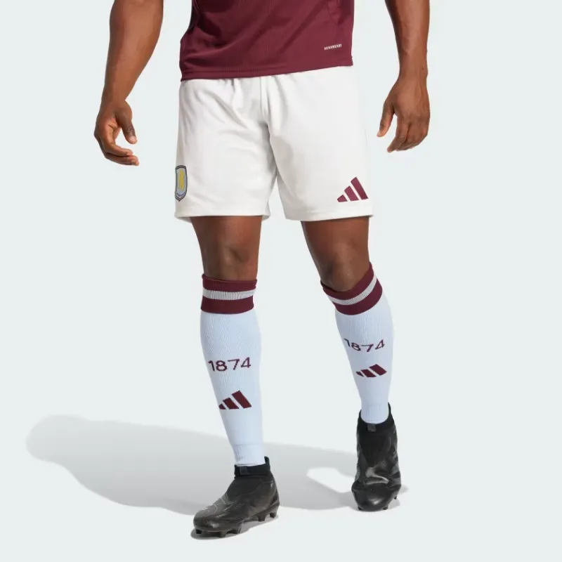 Adidas AEROREADY Aston Villa FC 24/25 Home Shorts Soccer Bottoms Men's White-2