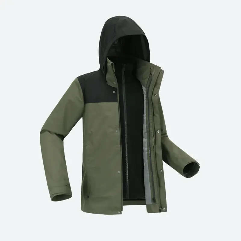 DECATHLON Waterproof And Windproof To Keep Warm Jackets & Coats Men's Khaki Green/Black-2