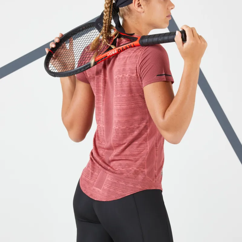 DECATHLON ARTENGO Tennis Tops Women's Dark Pink/Deep Burgundy-1