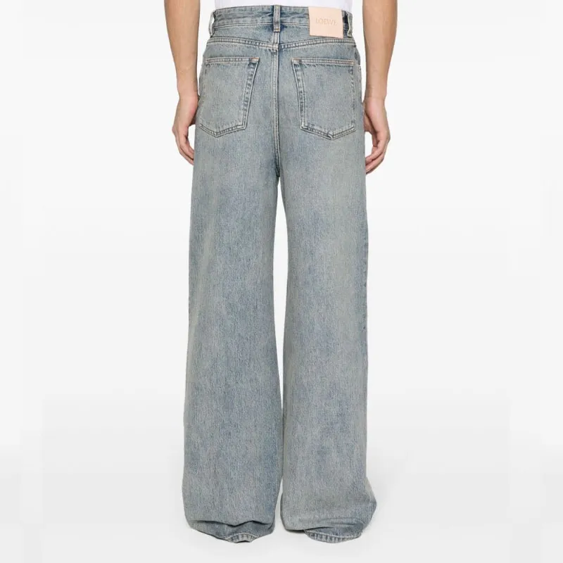 LOEWE Logo Patch Wide Leg Jeans-3