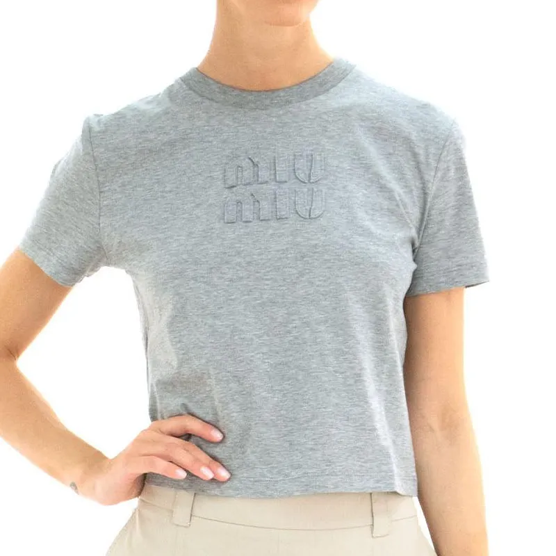 MIU MIU Crewneck Cropped T Shirt-2