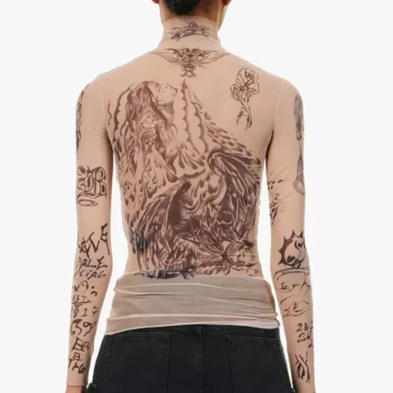 Balenciaga Tatoo Long Sleeve Top 'Light Beige'-4