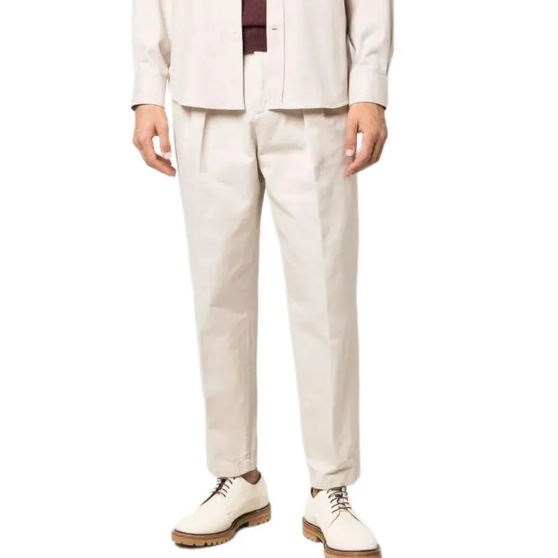 Brunello Cucinelli Mid rise Tapered Cotton Trousers-2