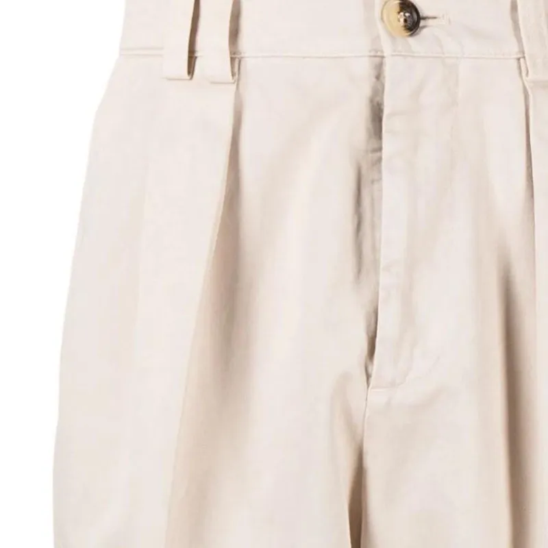 Brunello Cucinelli Mid rise Tapered Cotton Trousers-5