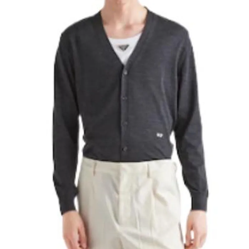 PRADA V neck Wool Cardigan-3